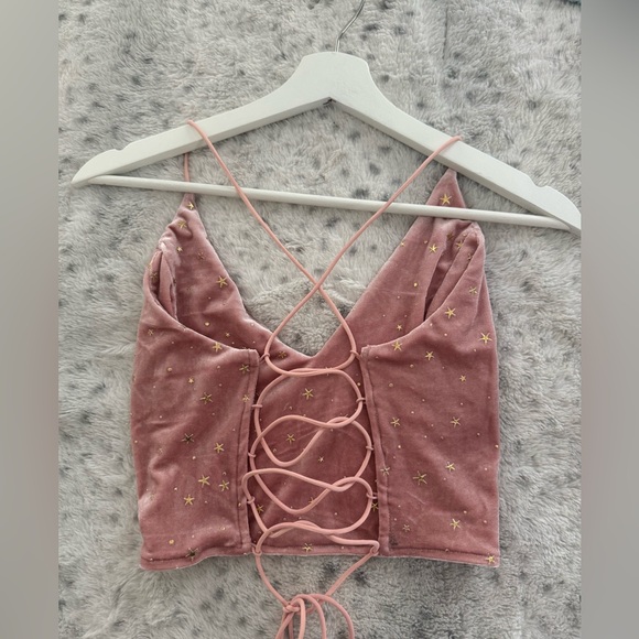 Pink Velvet Galaxy Crop Top - Picture 2 of 3